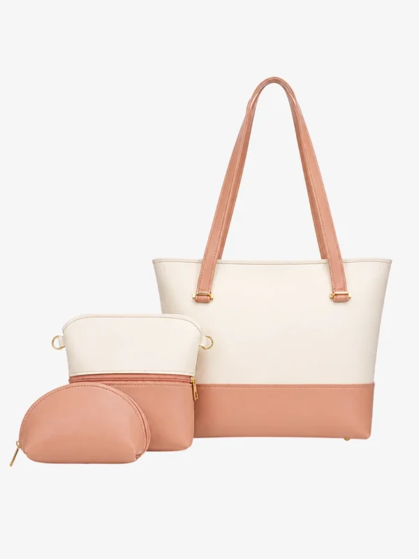 White And Pink 3pc Totebag