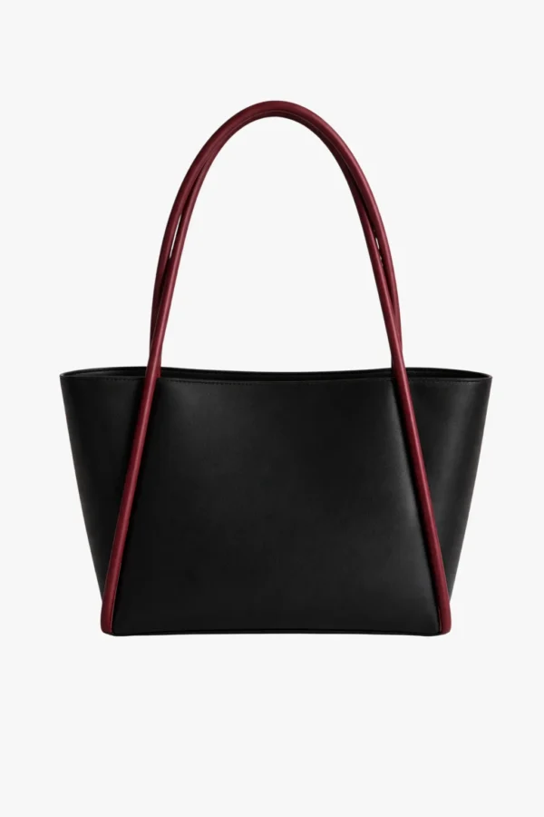 Arc Handle Totebag Black and Maroon