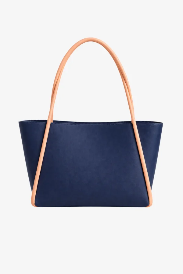 Arc Handle Totebag Blue and Peach