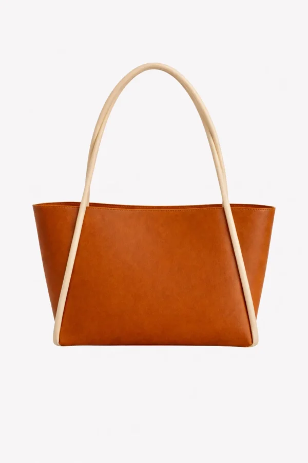 Arc Handle Totebag Mustard and Beige