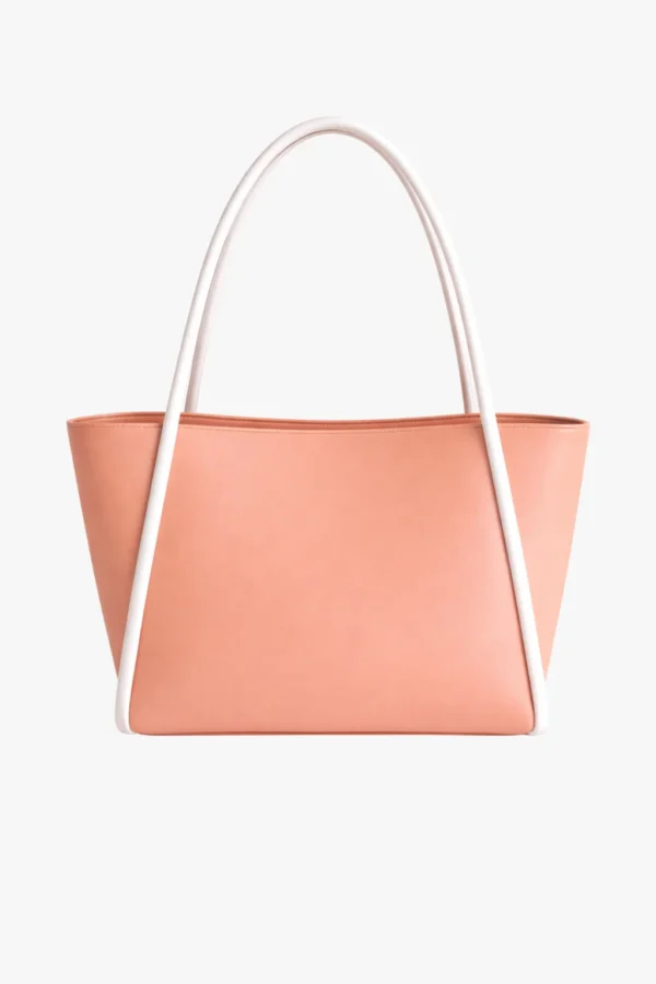 Arc Handle Totebag Peach and White