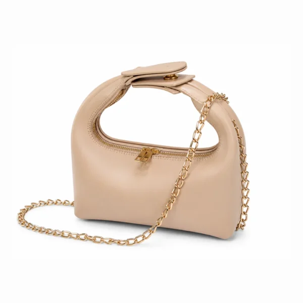 Beige Top Handle Chain Bag | Stylish Ladies Purse