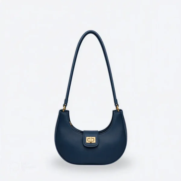 Half Moon Lock Shoulder Bag - Blue