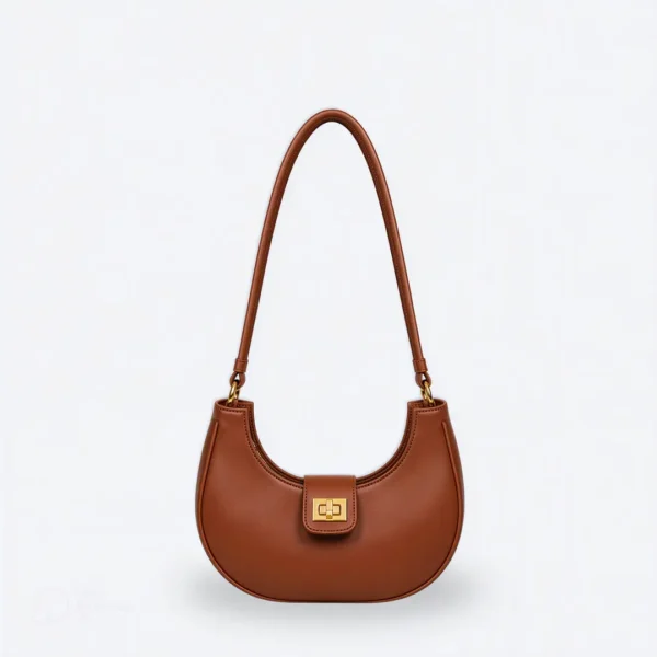 Half Moon Lock Shoulder Bag - Mustard