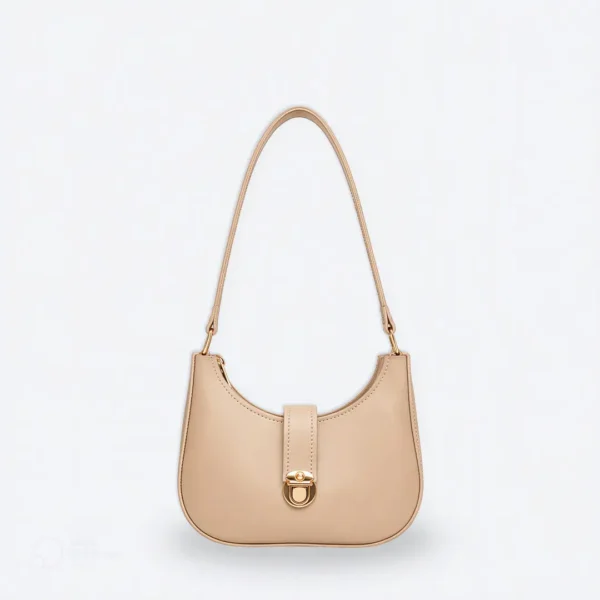 Moon Lock Shoulder Bag - Beige