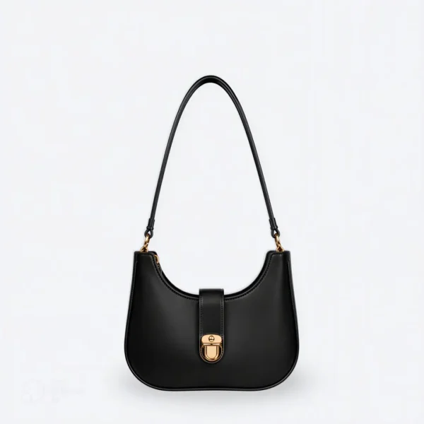 Moon Lock Shoulder Bag - Black