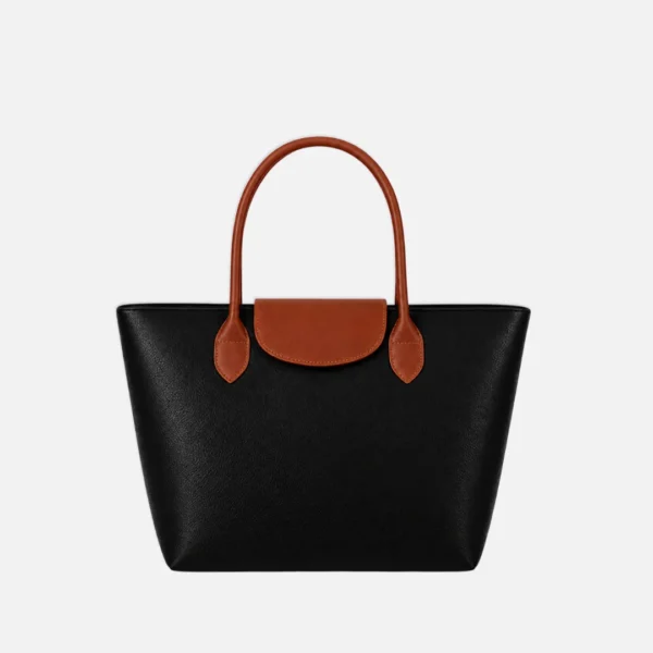Flap Closure Tote Bag Black